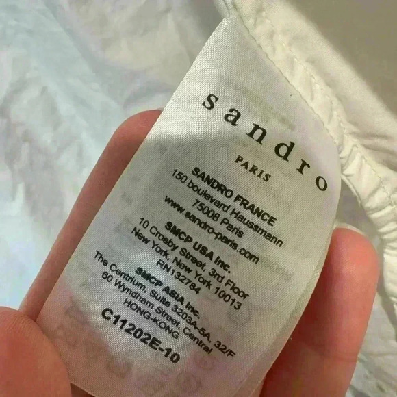 SANDRO Eyelet Trim Tie Front Cotton White Blouse In‎ Ecru - Picture 8 of 12